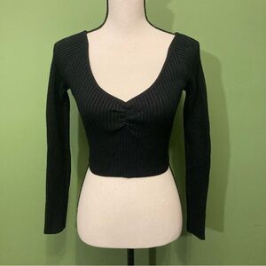 Black Ribbed Long sweater  Top